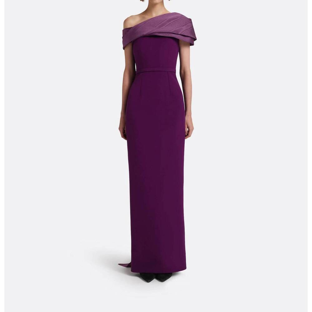 NEW SAFIYAA phira off-the-shoulder gown in purple